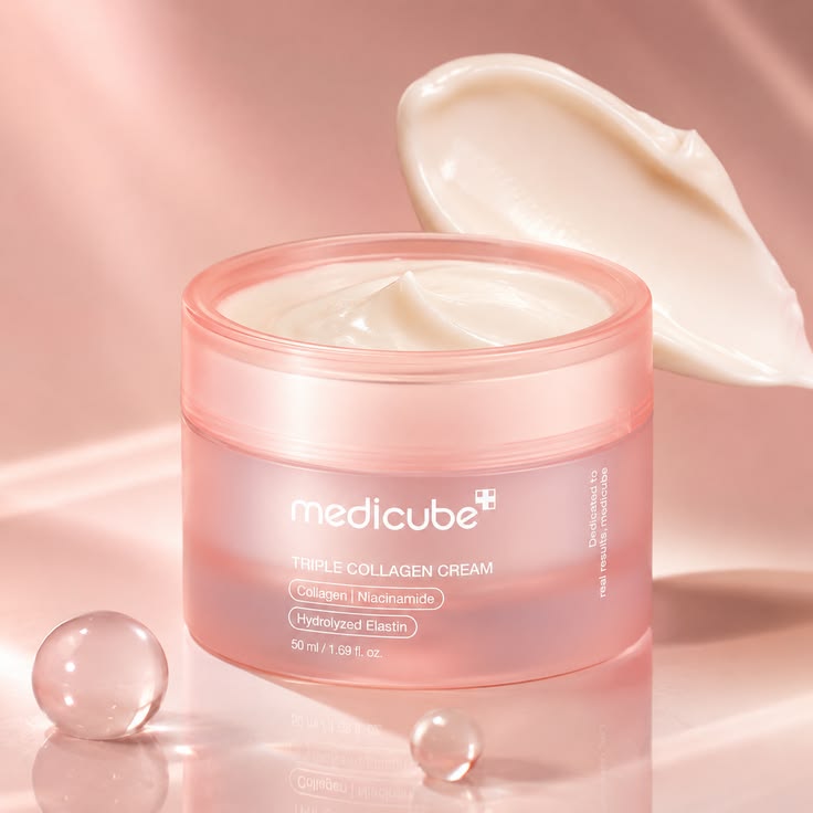 Medicube Triple Collagen Cream - Hydrating & Firming Moisturizer with Hyaluronic Acid, Premium Elastin, Shea Butter - Wrinkle Care & Boosts Elasticity - Korean Skincare, 1.69 oz