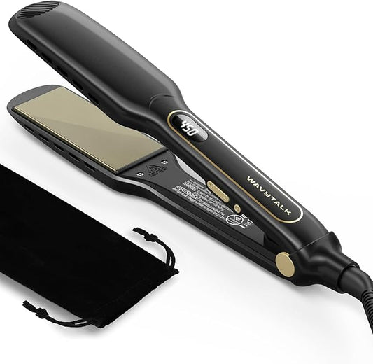 Wavytalk Wet to Straight Hair Straightener, 1.75 Inch Vent Sesh Wide Flat Iron, Straightener for Damp or Dry Hair with Dual Voltage Leave Silky & Smooth, Black