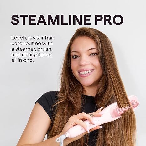 Wavytalk Pro Steam Hair Straightener Brush, Steamline Pro 3-in-1 Straightening Brush for Curly Hair, Fast Salon Results with Less Damage, Anti-Frizz and Hair Nourishment