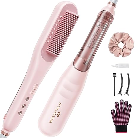 Wavytalk Pro Steam Hair Straightener Brush, Steamline Pro 3-in-1 Straightening Brush for Curly Hair, Fast Salon Results with Less Damage, Anti-Frizz and Hair Nourishment