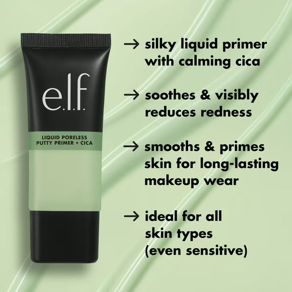 e.l.f. Liquid Poreless Putty Primer + Cica, 0.94 fl oz