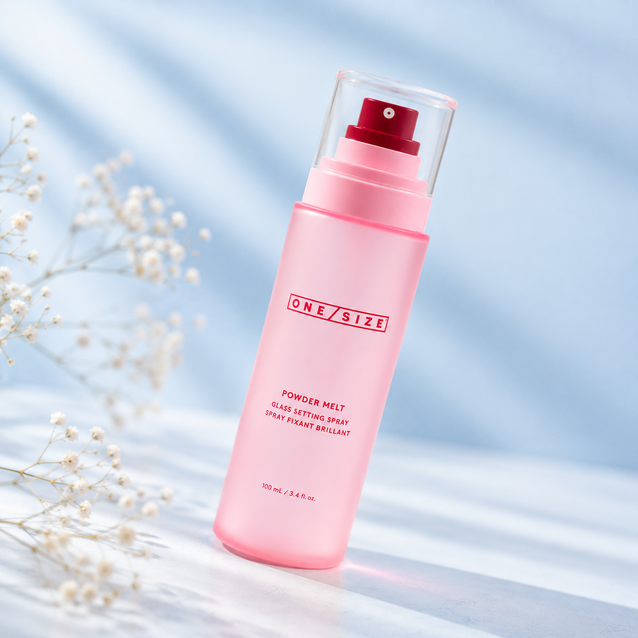 One size powder melt setting spray