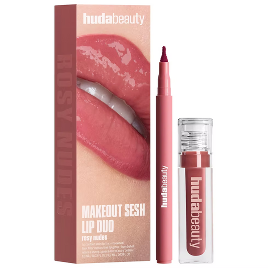Huda Beauty Makeout Sesh Lip Duo Rosy Nudes