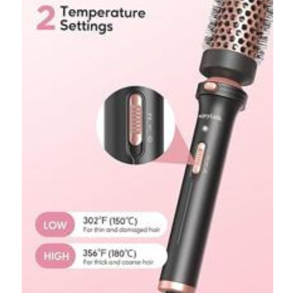 Wavytalk Thermal Brush, Heated Round Brush, 1 1/2 inch Thermal Brush Blowout Look with Detachable Brush Head, Thermal Round Brush Dual Voltage for Travel, Rose Gold - Color Rose Gold