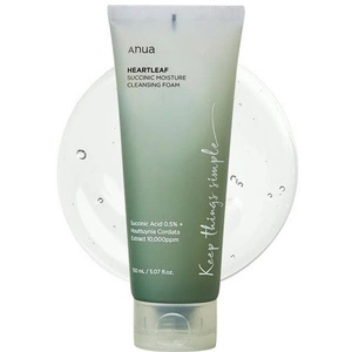 Anua heart leaf +succinic acid cleansing foam