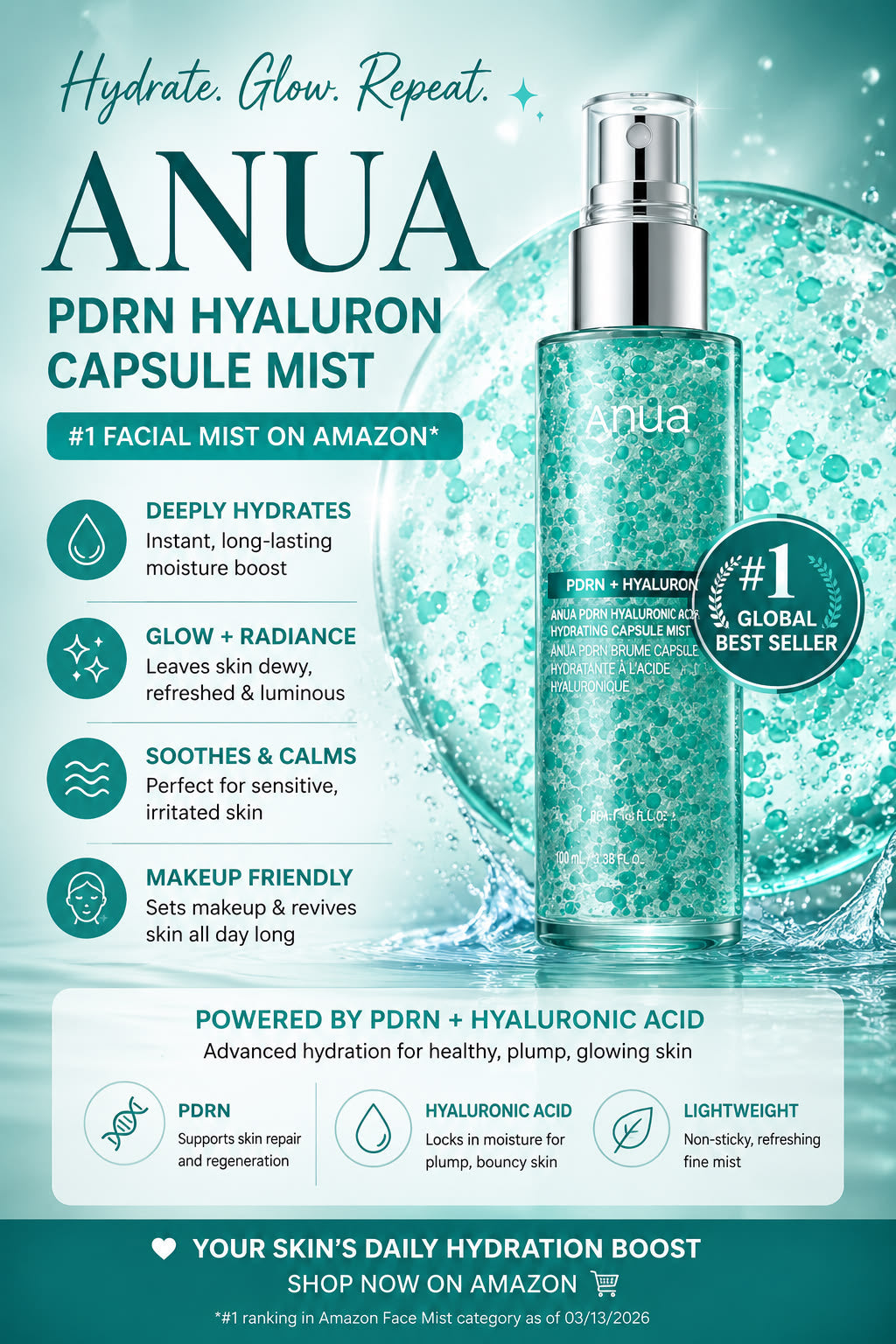 Anua - PDRN Hyaluronic Acid Hydrating Capsule Mist