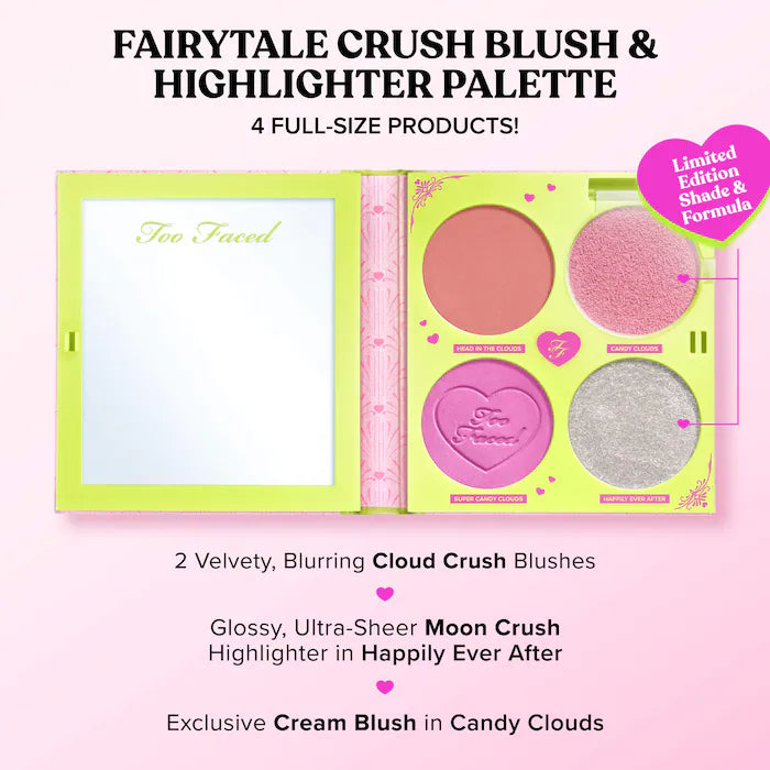 Too Faced  Fairytale Crush Blush & Highlighter Palette Makeup Set